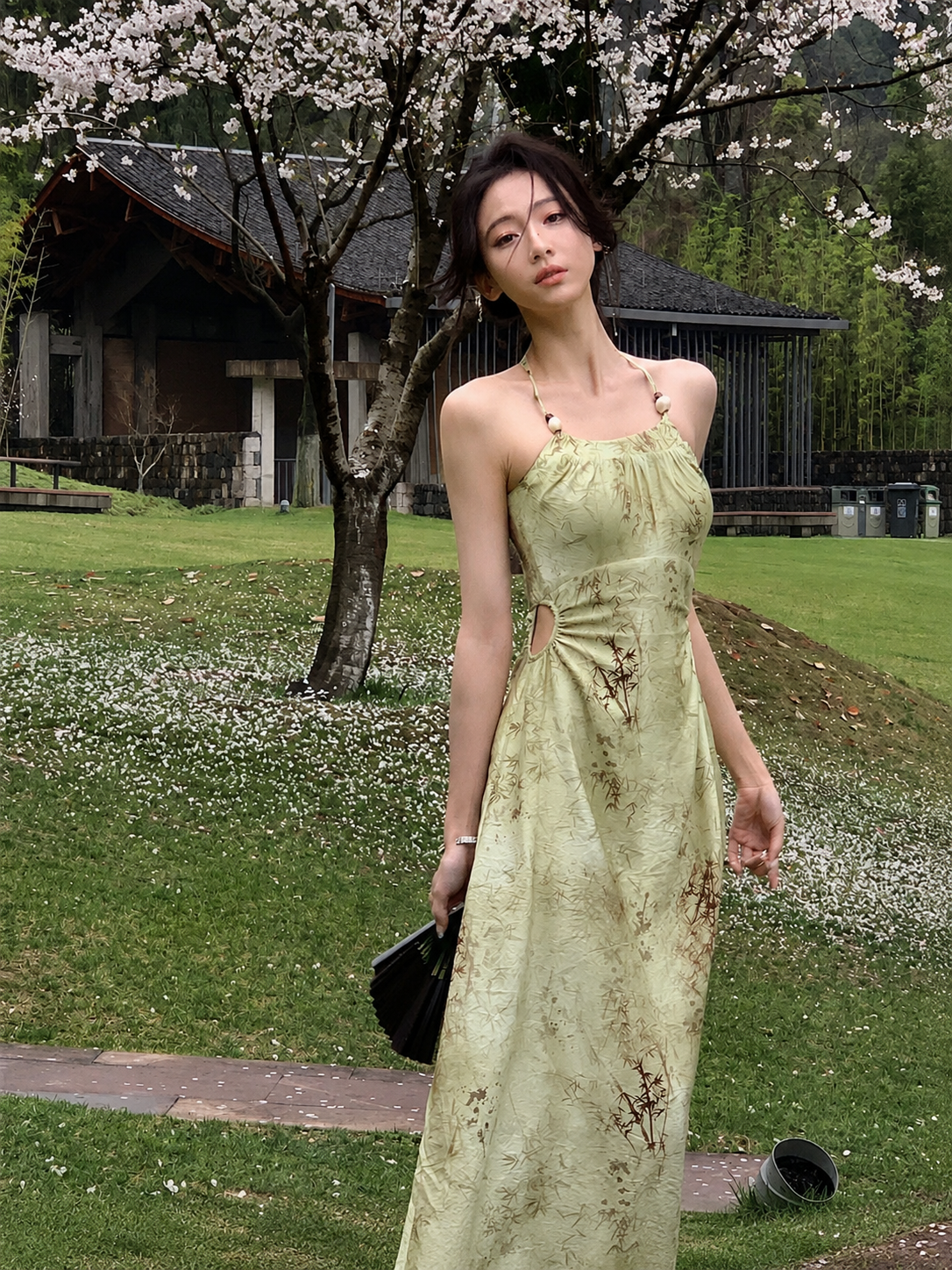 Bamboo Print Maxi Dress