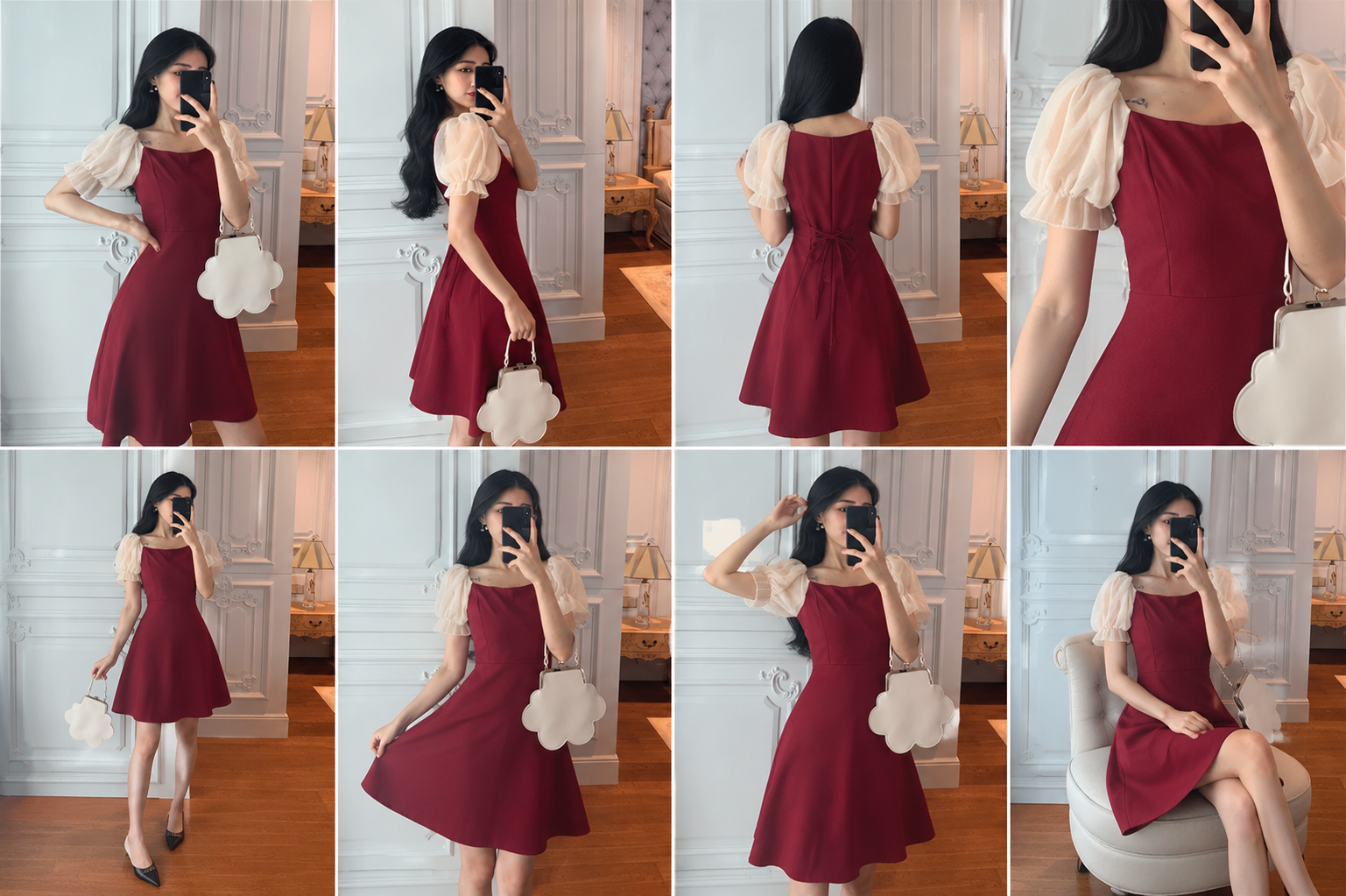 Puff-Sleeve Mini A-Line Dress