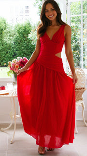 V neck Long Dress