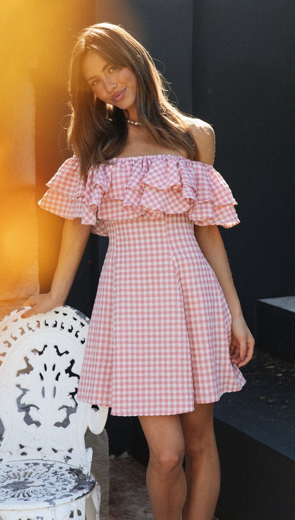 Off-Shoulder Ruffle Collar Dress