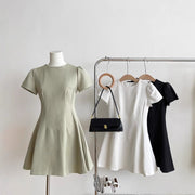 Short-sleeved A-line dress