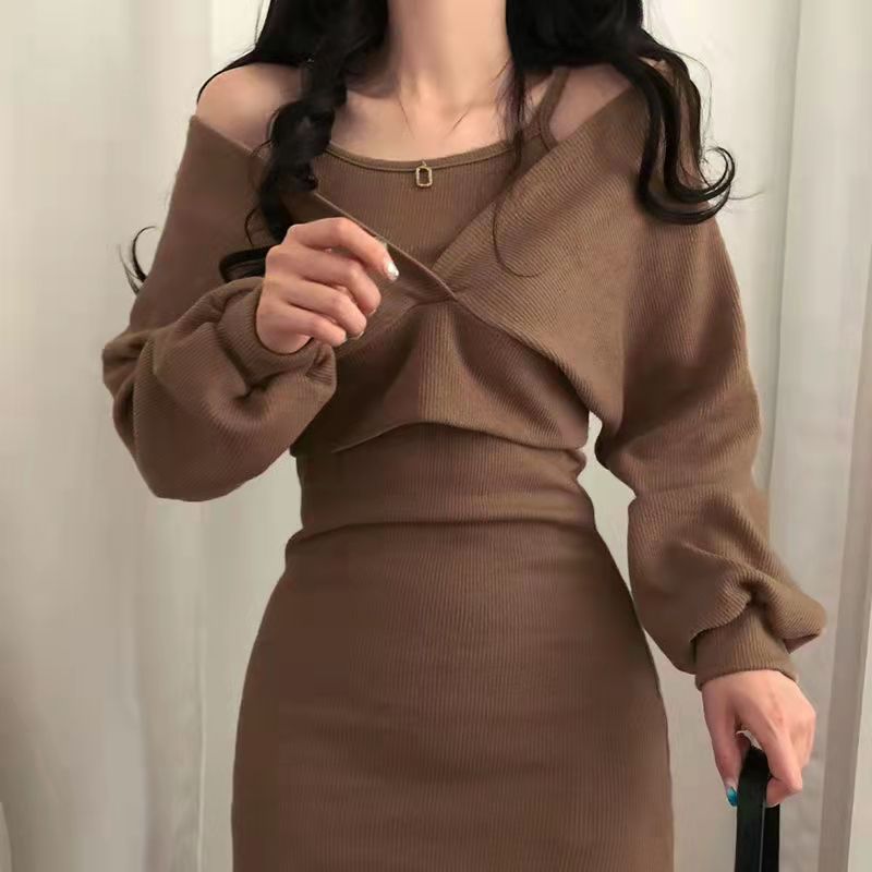 Bodycon off shoulder wrap dress