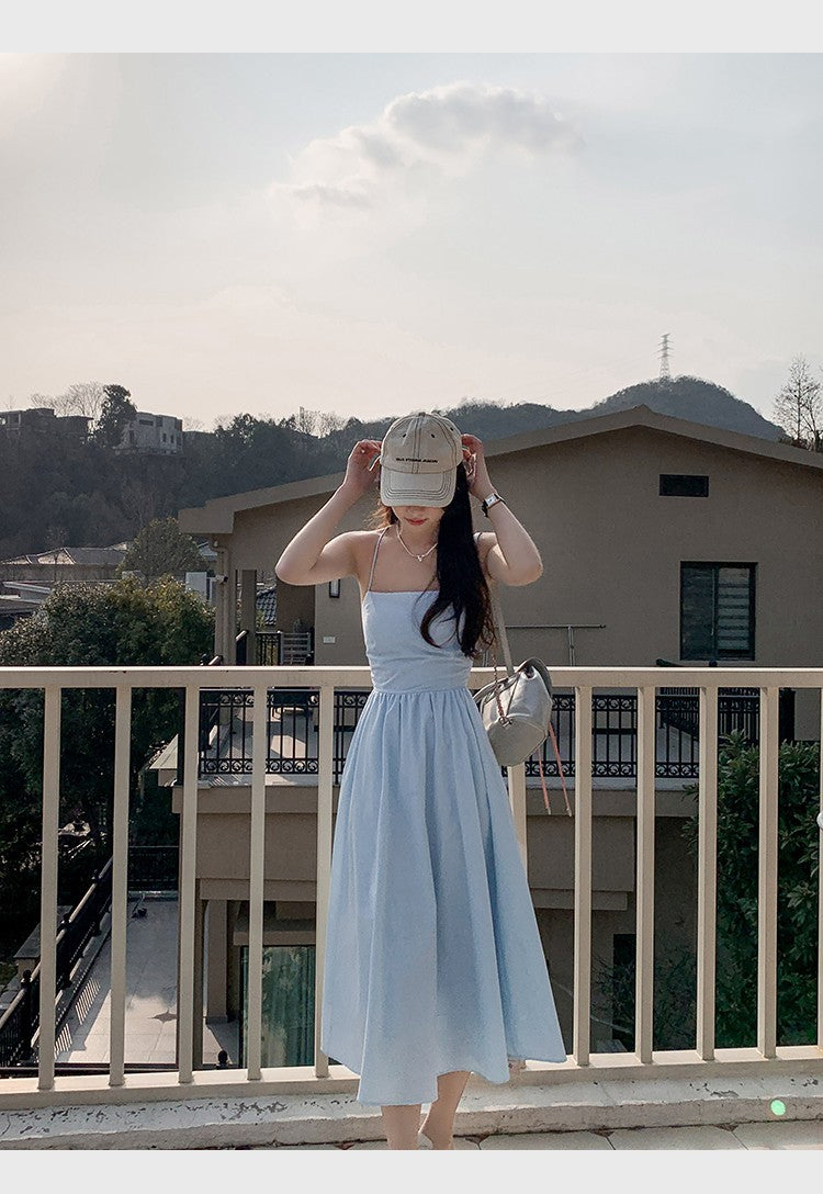 Lace-up Backless A - line Dress