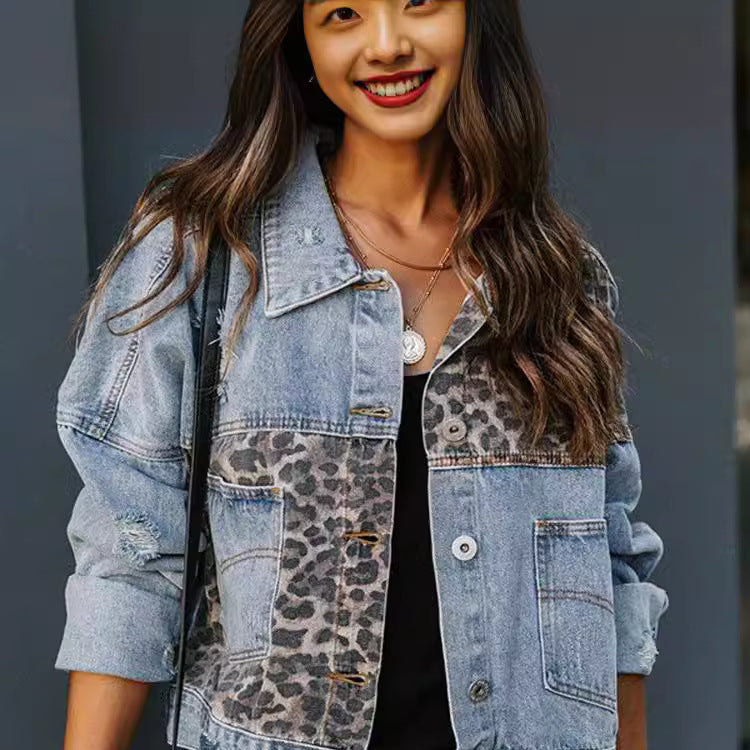 Leopard Luxe Denim Jacket