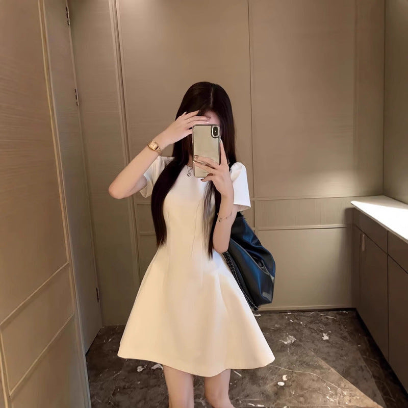 Short-sleeved A-line dress