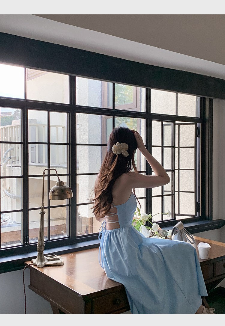 Lace-up Backless A - line Dress