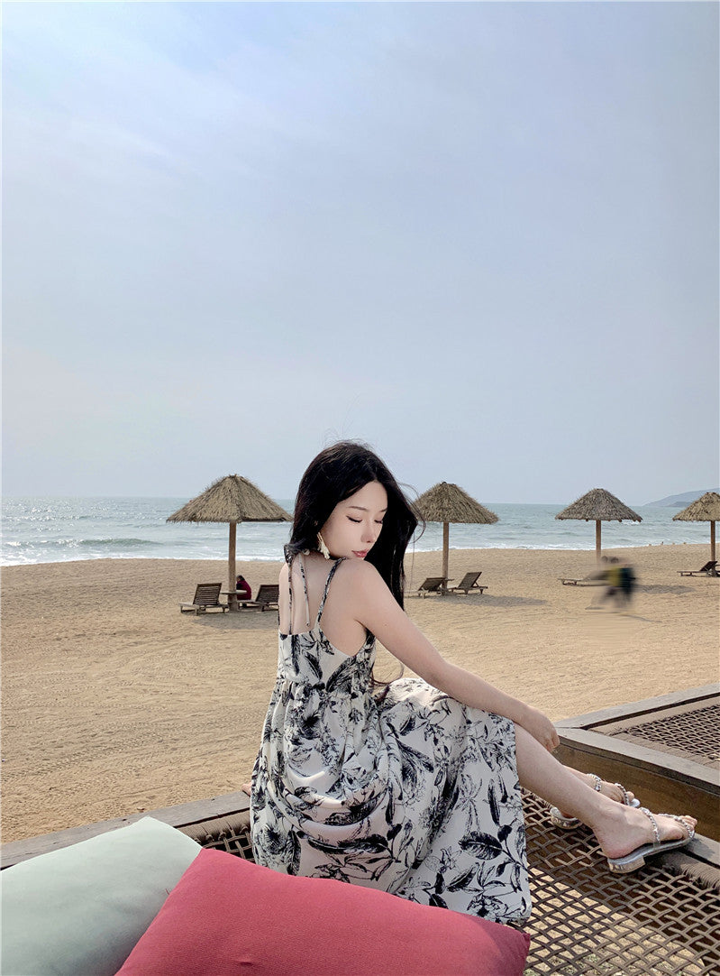 Black and White floral printed dress