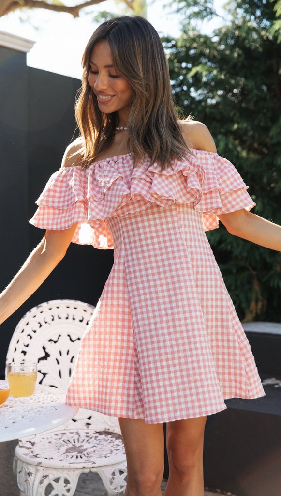 Off-Shoulder Ruffle Collar Dress