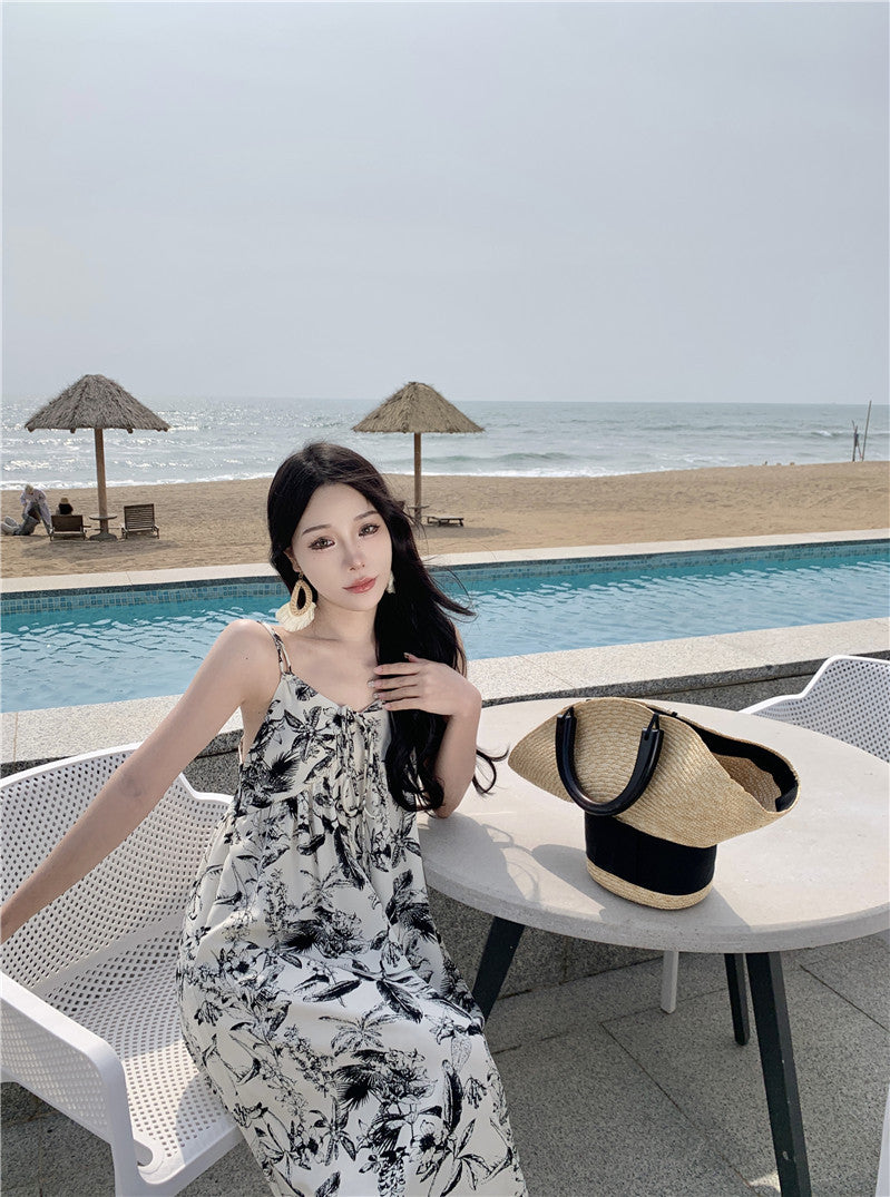 Black and White floral printed dress