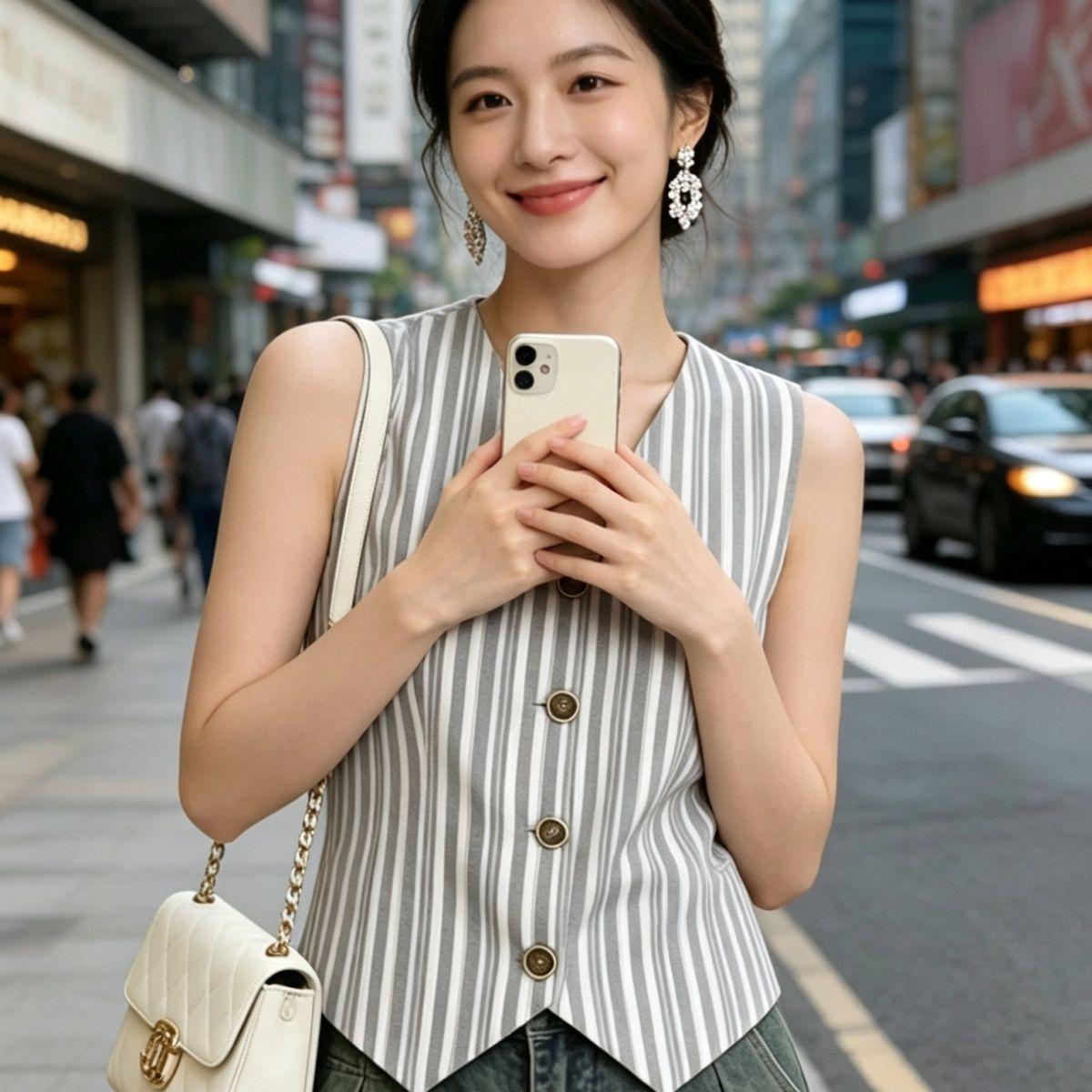 Striped Tailored Vest detail view
