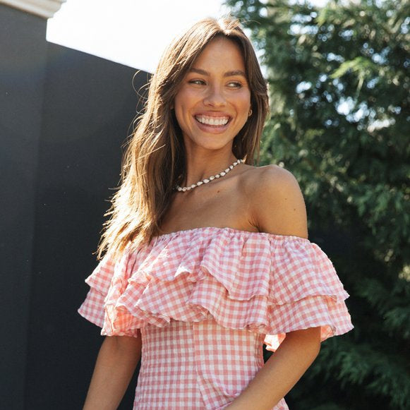 Off-Shoulder Ruffle Collar Dress