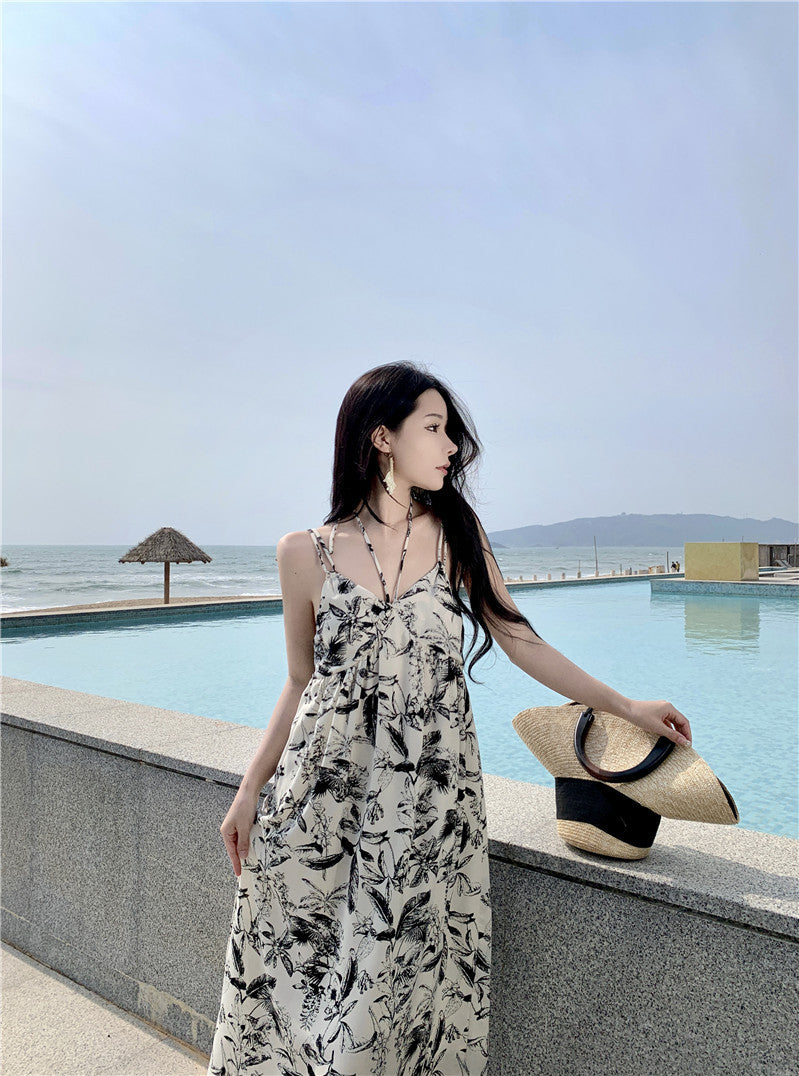 Black and White floral printed dress