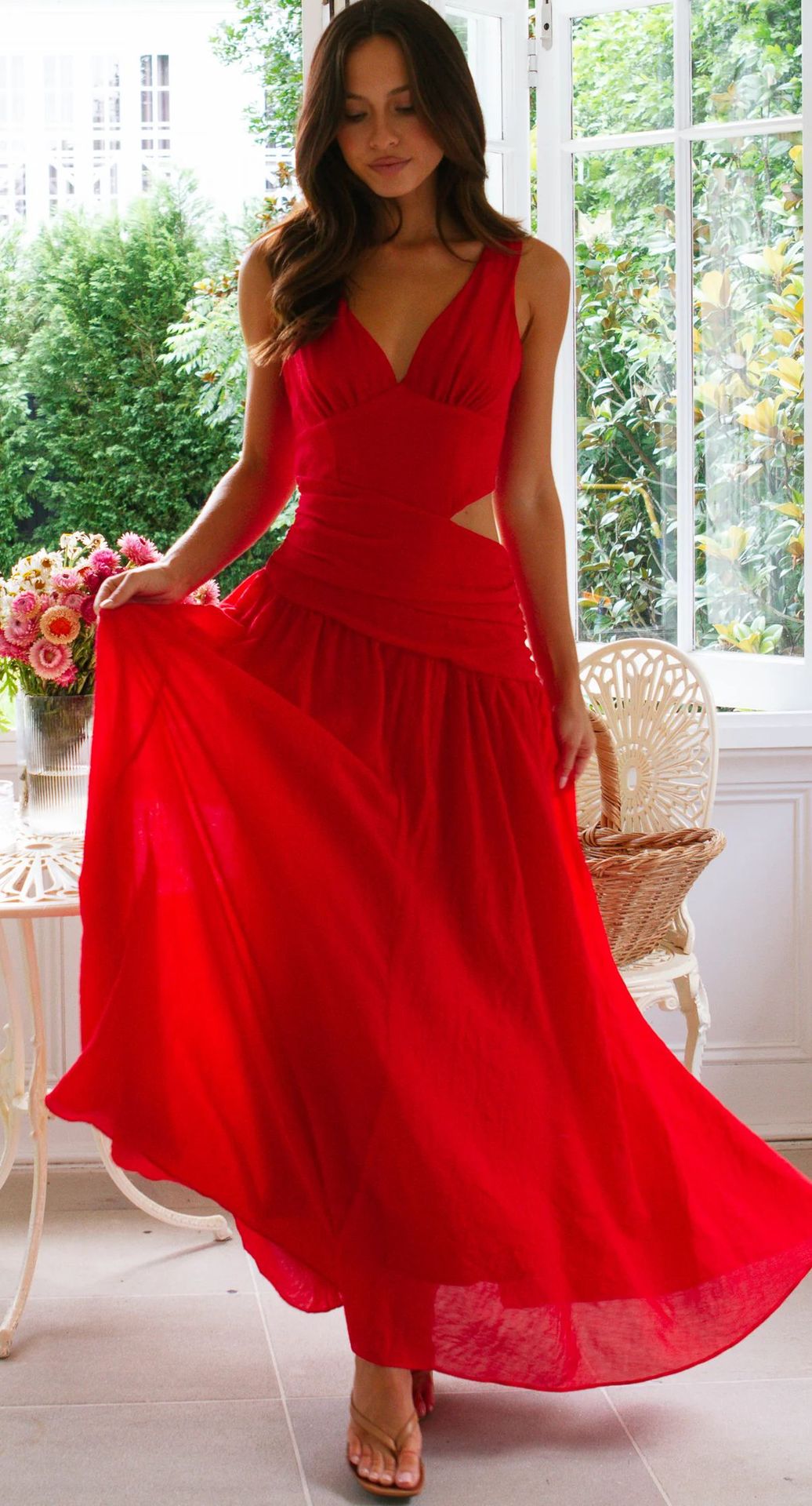 V neck Long Dress