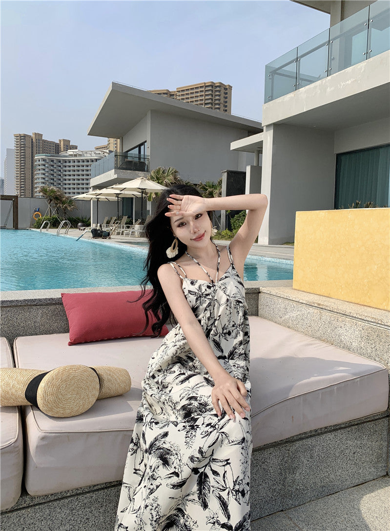 Black and White floral printed dress