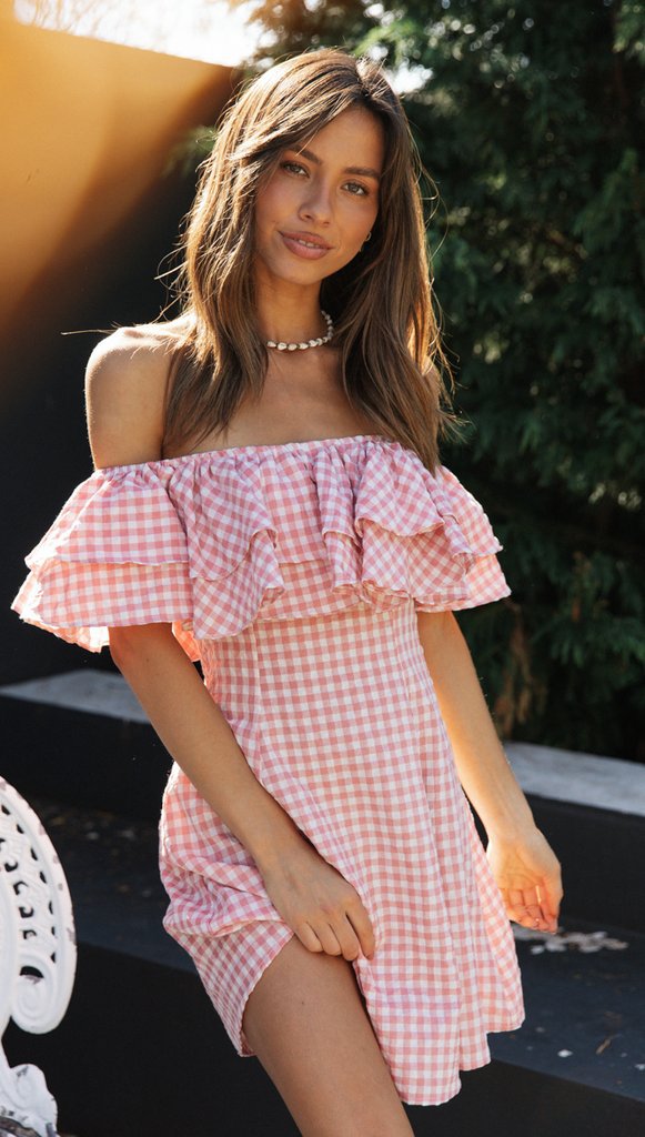 Off-Shoulder Ruffle Collar Dress