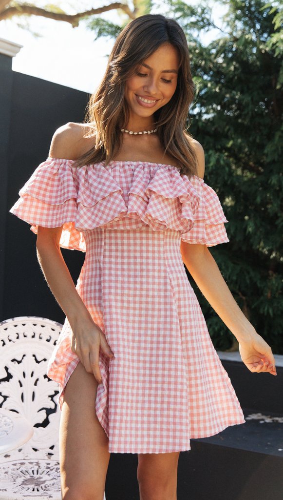 Off-Shoulder Ruffle Collar Dress