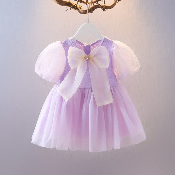 Puff-Sleeve Bow Dress