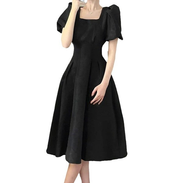 Square-Neck A-Line Midi Dress