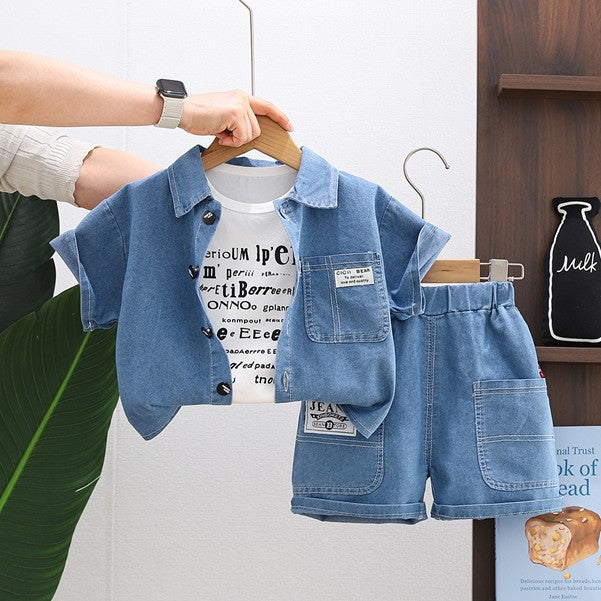 Denim Short-Sleeve Suit