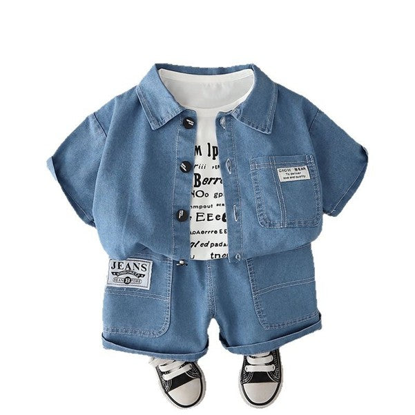 Denim Short-Sleeve Suit