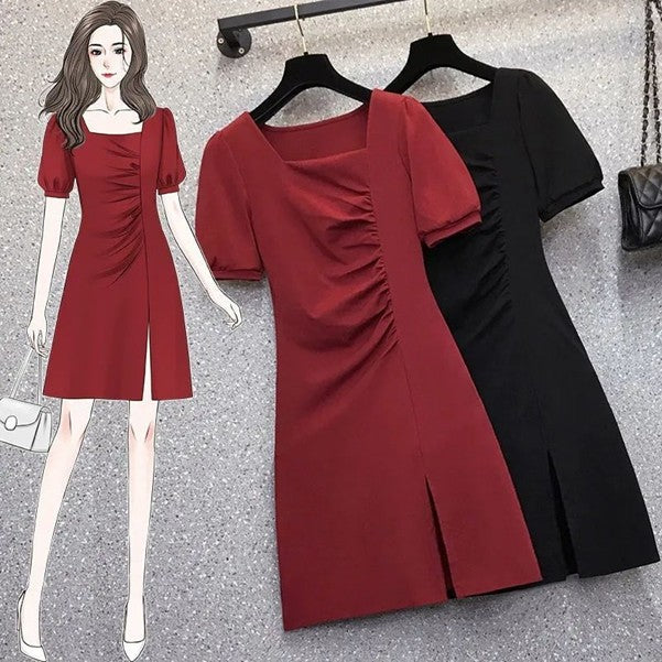 Puff Sleeve Ruched Bodycon Dress