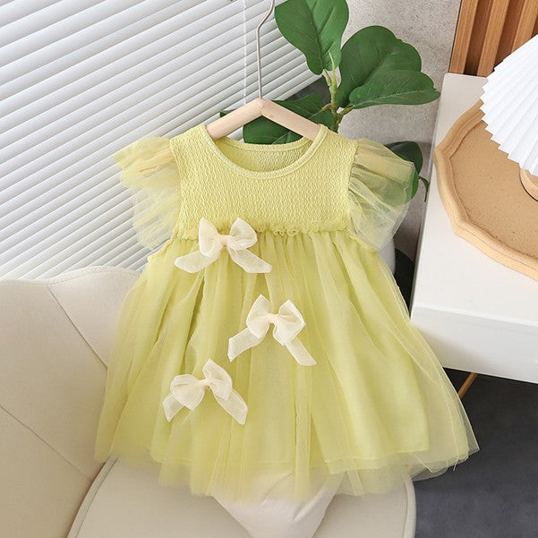 Flutter-Sleeve Tulle Dress