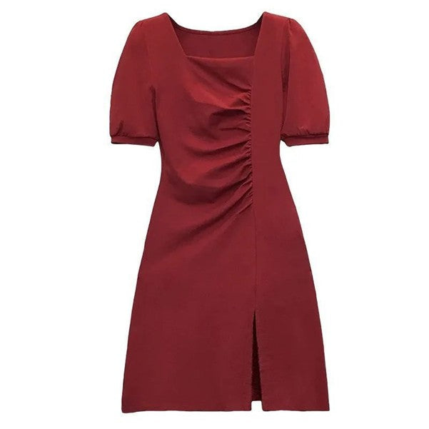 Puff Sleeve Ruched Bodycon Dress