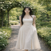 Square Neck Flared Midi Dress