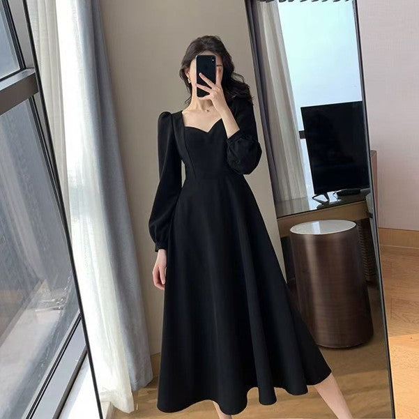 Long-Sleeve A-Line Midi Dress