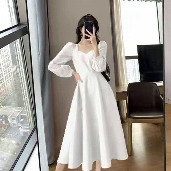 Long-Sleeve A-Line Midi Dress