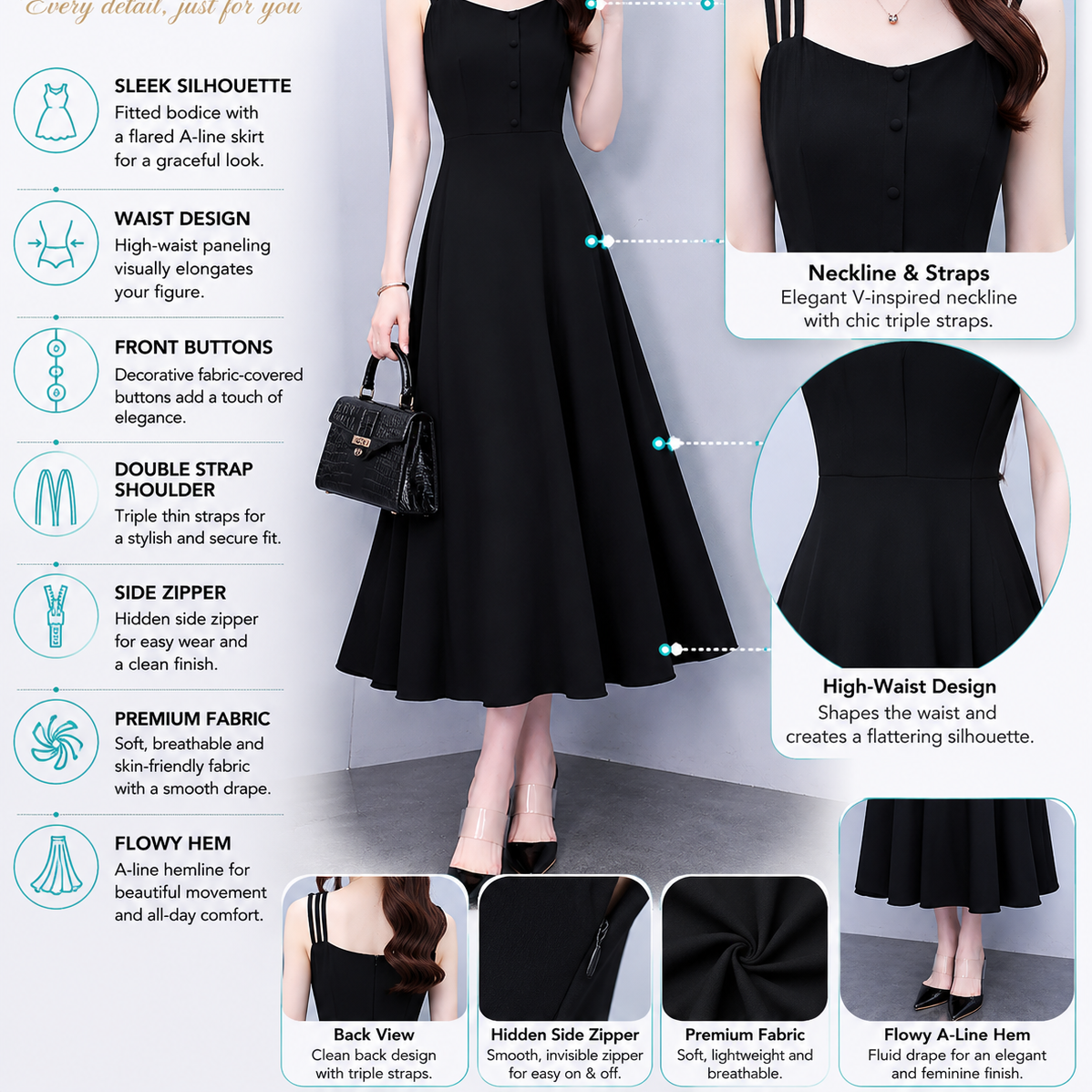 Triple Strap A-Line Dress