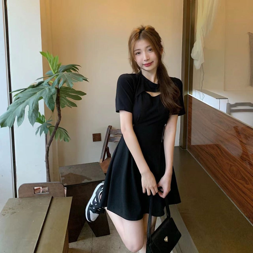 Black Cut-Out Fit & Flare Dress view 3