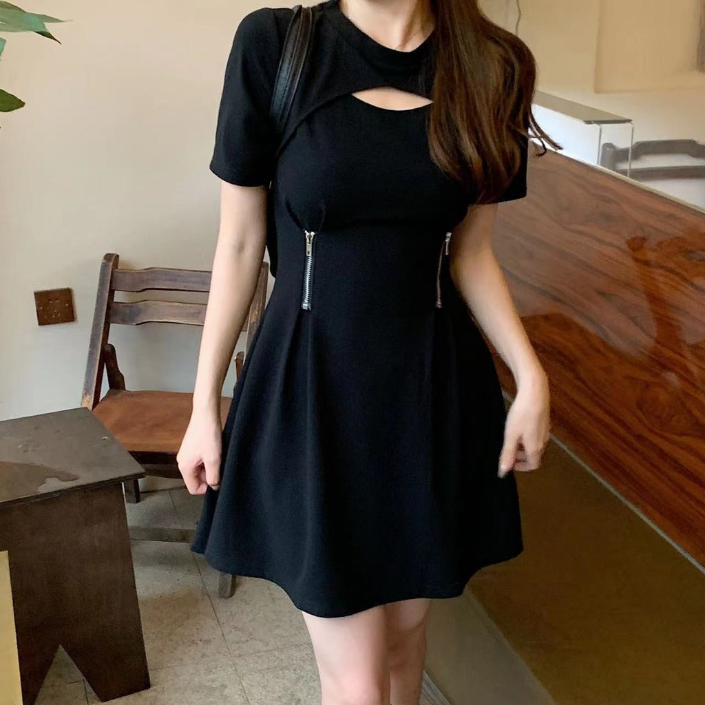 Black Cut-Out Fit & Flare Dress view 5