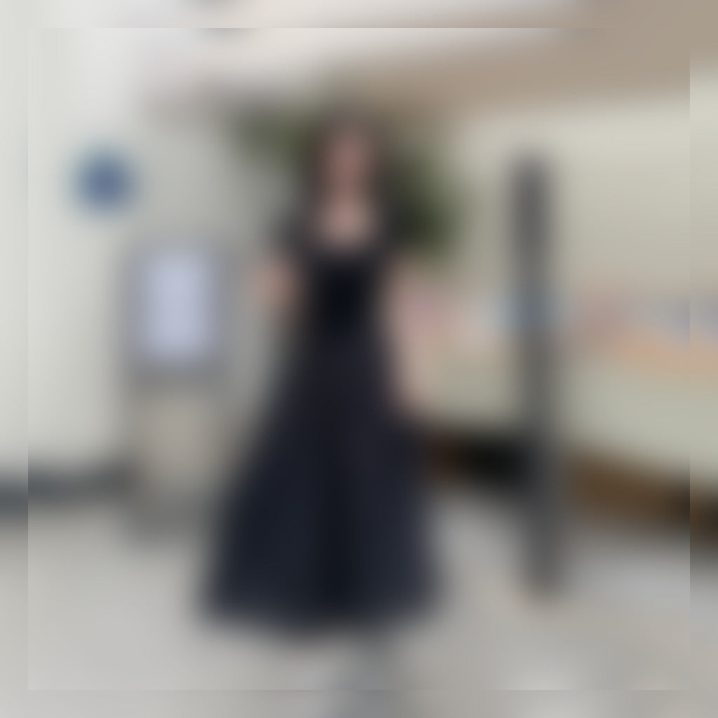 Black Square Neck Fit & Flare Maxi Dress view 5