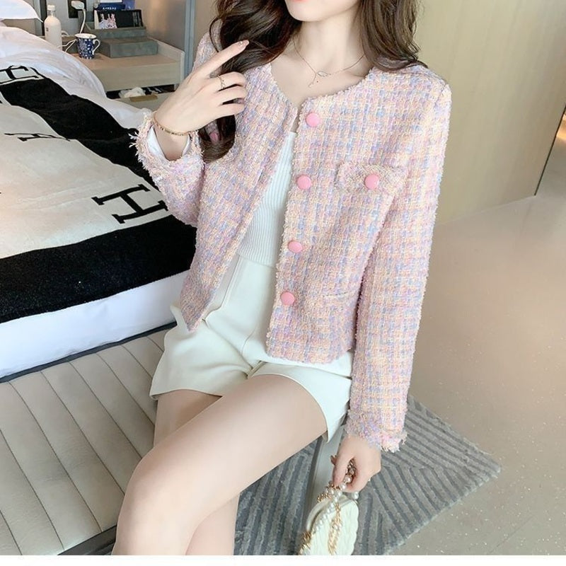 Blush Belle Tweed Cropped Jacket seated view