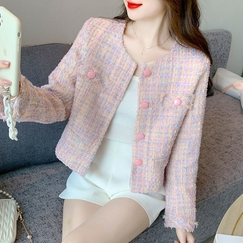 Blush Belle Tweed Cropped Jacket lifestyle view