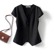 Classic Black V-Neck Top front view