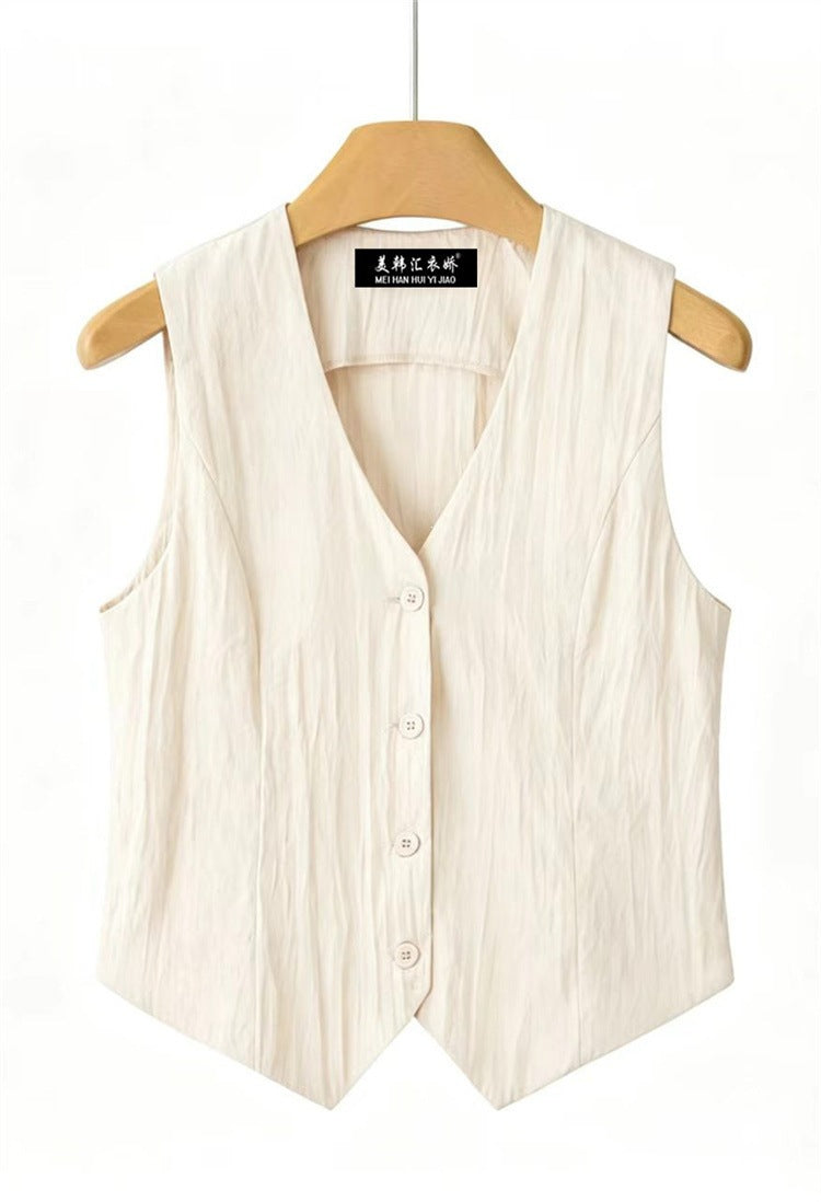 Flattering V-neckline Vest Top in White