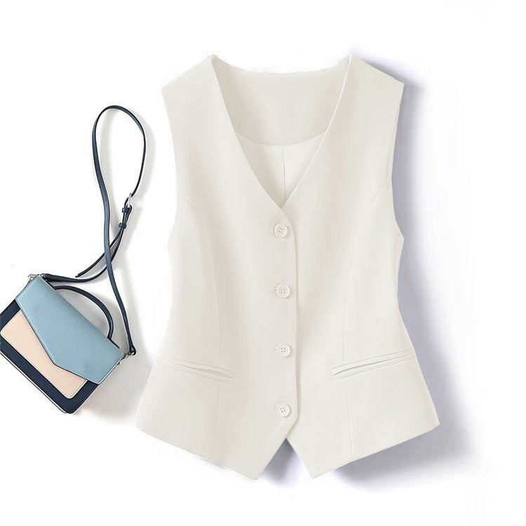 Luxe Tailored Vest Top in Beige