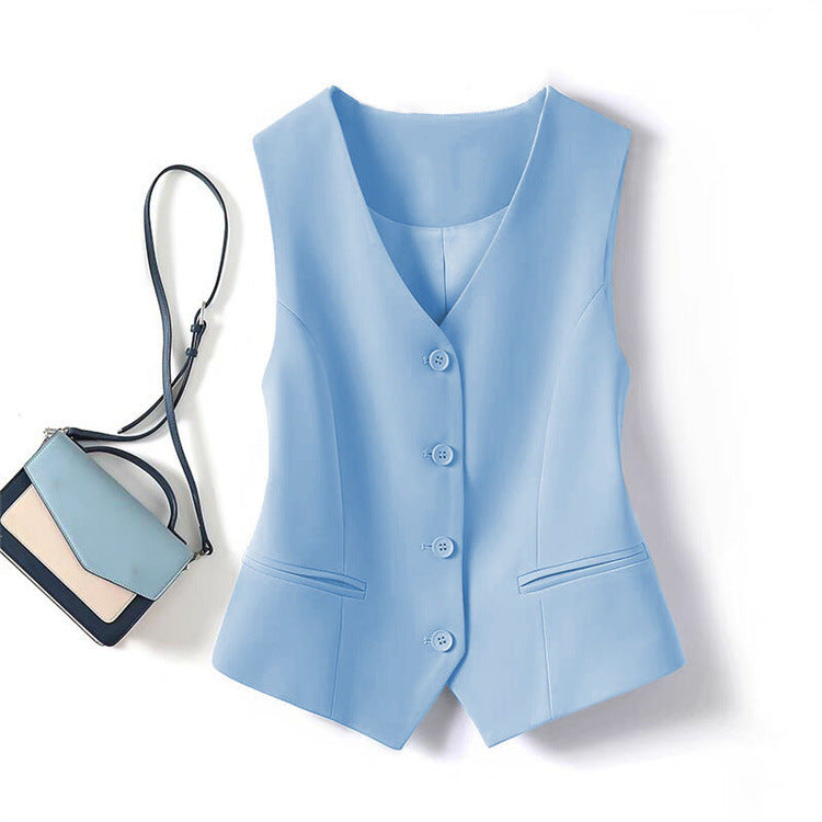 Luxe Tailored Vest Top in Blue
