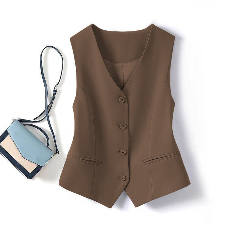 Luxe Tailored Vest Top in Brown