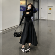 Midnight Eclipse Cutout Maxi Dress front view
