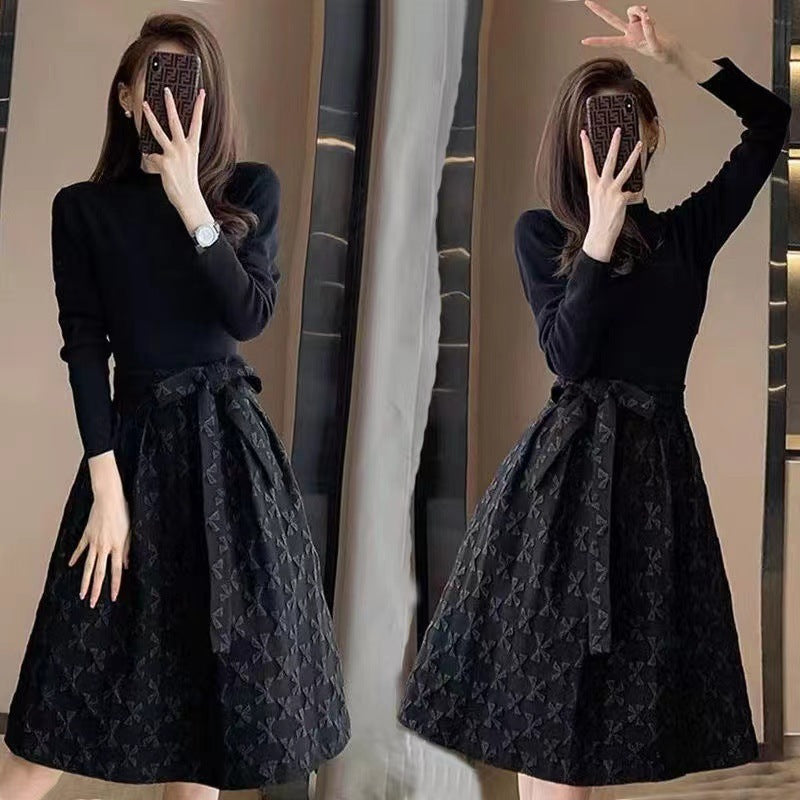 Midnight Grace Jacquard Fit & Flare Dress styling view