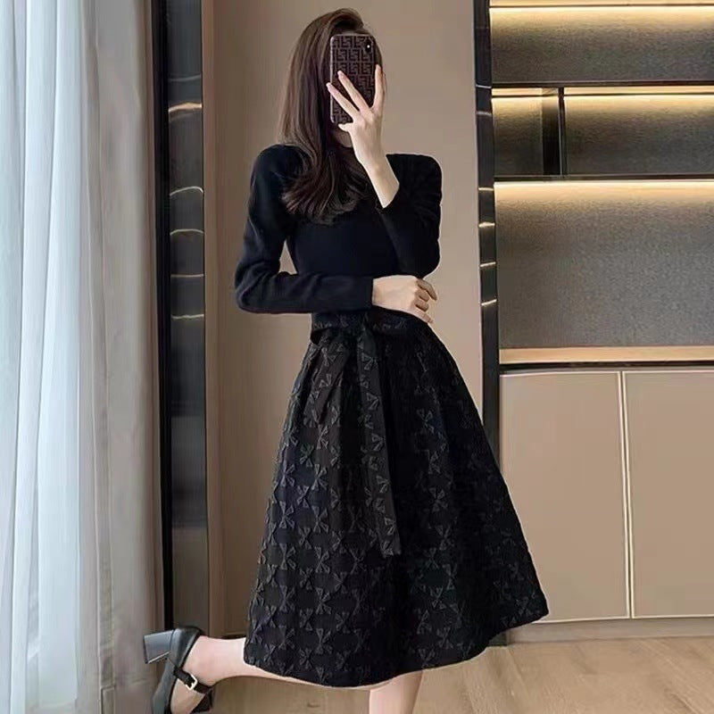 Midnight Grace Jacquard Fit & Flare Dress full view