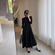 Noir Elegance Midi Dress front view