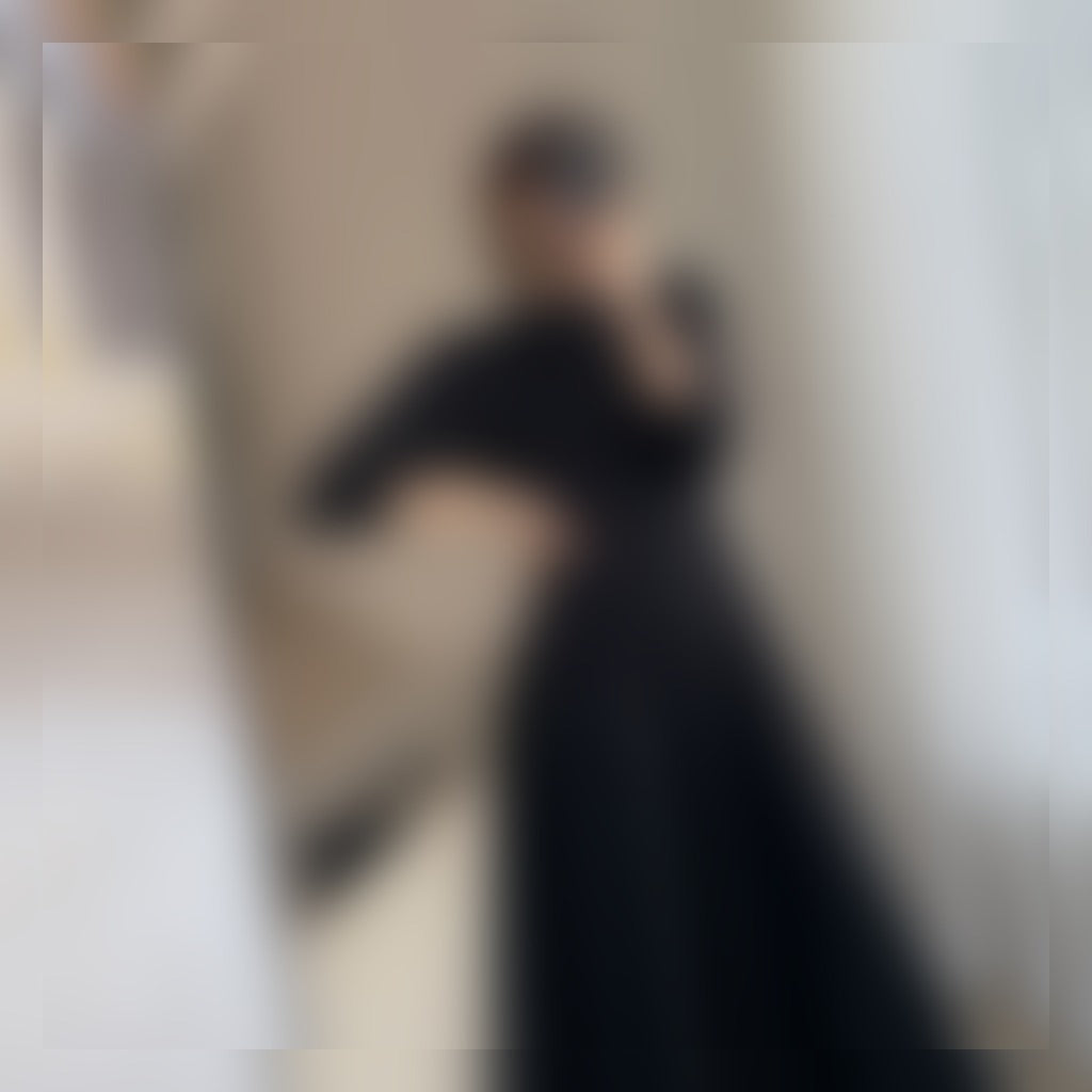 Noir Elegance Midi Dress standing view