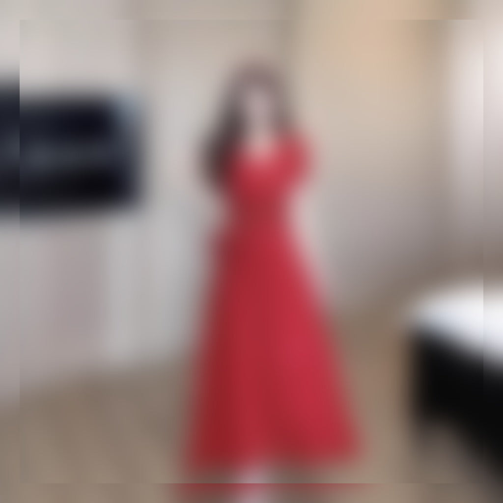 Red Polka Dot V-Neck Midi Dress view 2