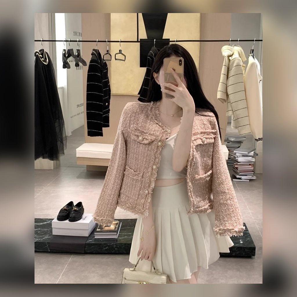 Rose Eclat Tweed Cropped Jacket mirror view