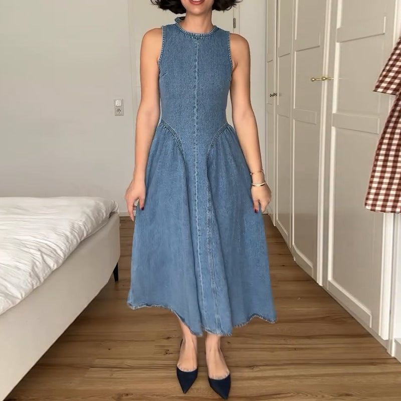 Skyline Blue Fit & Flare Midi Dress front view