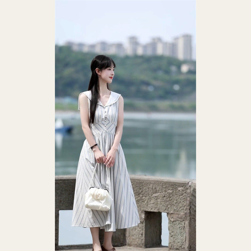 Striped Sailor Maxi Dress detail view